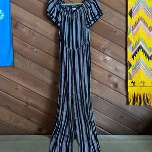 Xhilaration Off-Shoulder Striped Jumpsuit